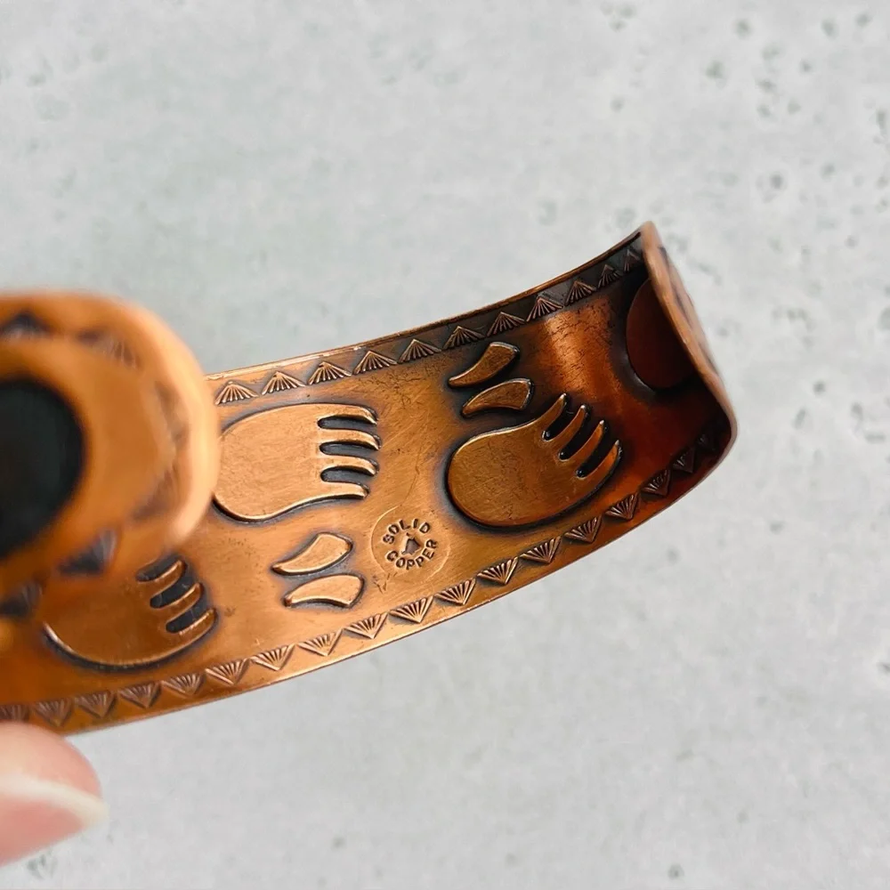 Bell Trading Post Copper Stamped Bear Paws Cuff Bracelet